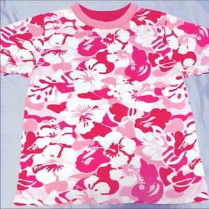 Rare reversible pink floral Bape logo tee